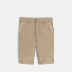 شورت برمودا من الكتان + حزام، باللون البيج للأولاد